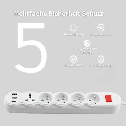 Rallonge Multiprise 5 Trous 3 Port Usb Parafoudre