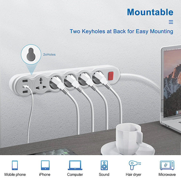 Rallonge Multiprise 5 Trous 3 Port Usb Parafoudre