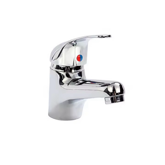 Robinetterie de lavabo mitigé chromée.