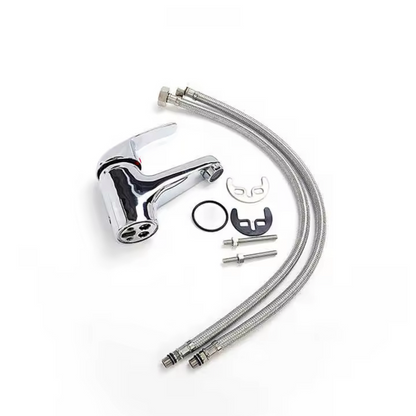 Robinetterie de lavabo mitigé chromée.