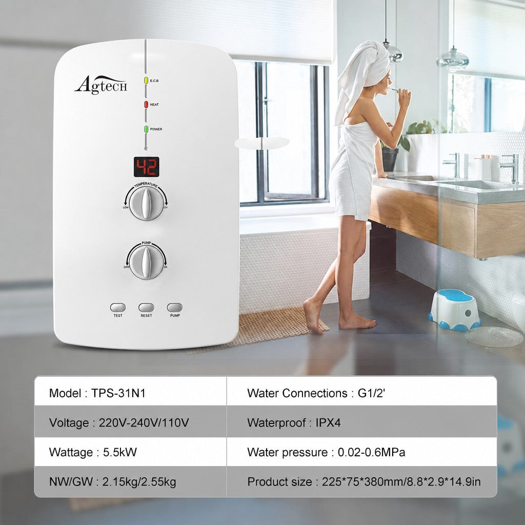 Chauffe-eau Instantané AGTECH 5.5 KW TPS-31N1