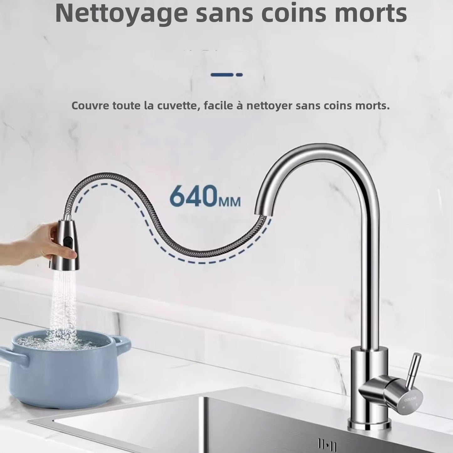 Robinet de cuisine mitigeur inoxydable