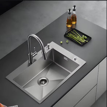 Évier de cuisine en inox brossé 60*45 cm