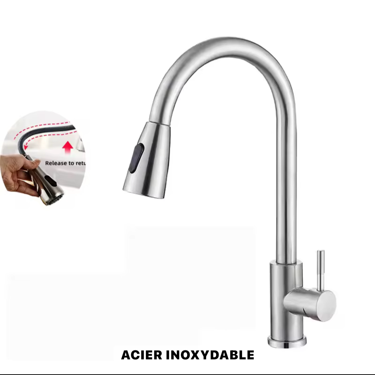 Robinet de cuisine mitigeur inoxydable